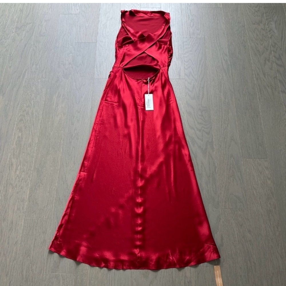 Reformation Cassette Dress Red Silk